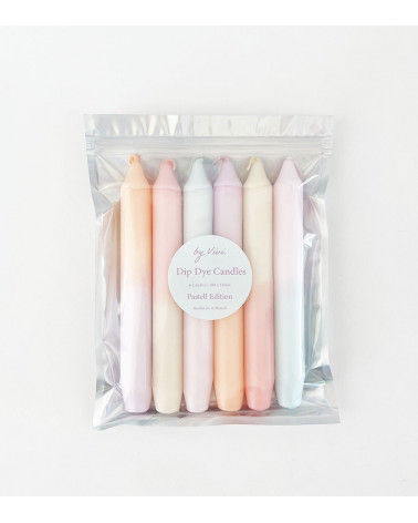 Bougies Dip Dye Pastell Edition – Un pack de 6 bougies aux nuances douces et élégantes.