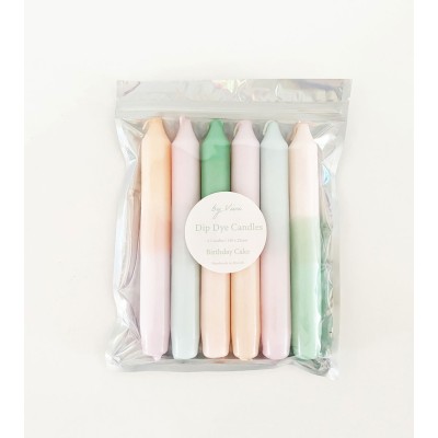 Bougies Dip Dye Birthday Cake – Un pack festif de 6 bougies aux teintes joyeuses et colorées.