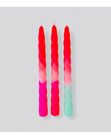 Bougies colorées Dip Dye Twisted * Ice Cream pink Ø 2,3 cm - H 23 cm