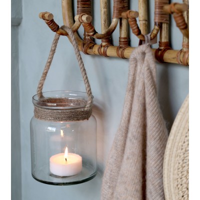 Photophore avec corde en jute - H 14,5 cm