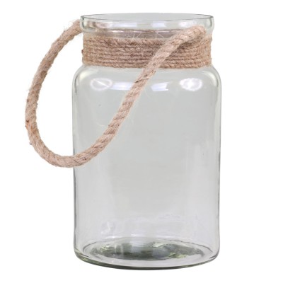 Photophore avec corde en jute - H 19,5 cm
