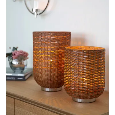 Photophore Marissa brun H 21,5 cm - Déco artisanale