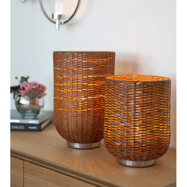 Photophore Marissa brun H 21,5 cm - Déco artisanale