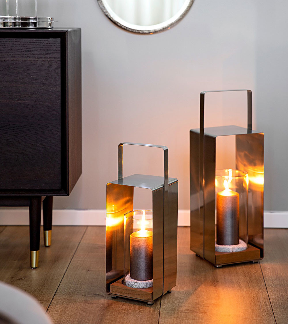 Lanterne avec Teck Magnus H 46 cm