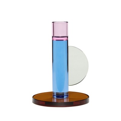 Vue de face du bougeoir Astro, en verre coloré.