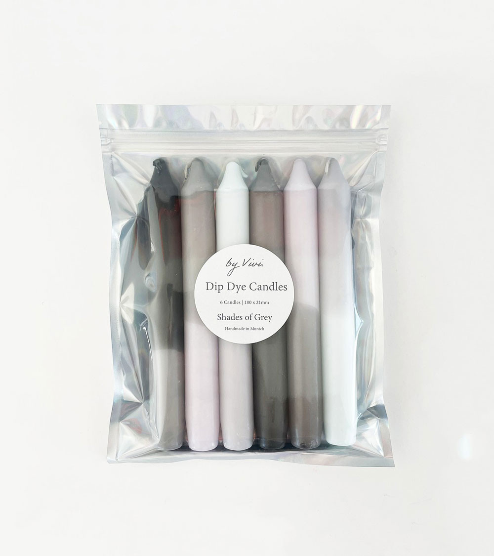 Bougies colorées Dip Dye * Shades of Grey Edition - Ø 2,1 cm - H 18 cm