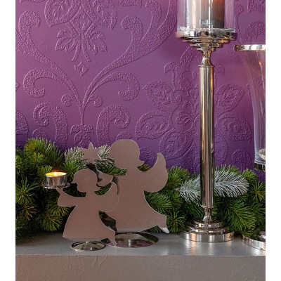 Bougeoir ange et porte bougie ange - 30 cm