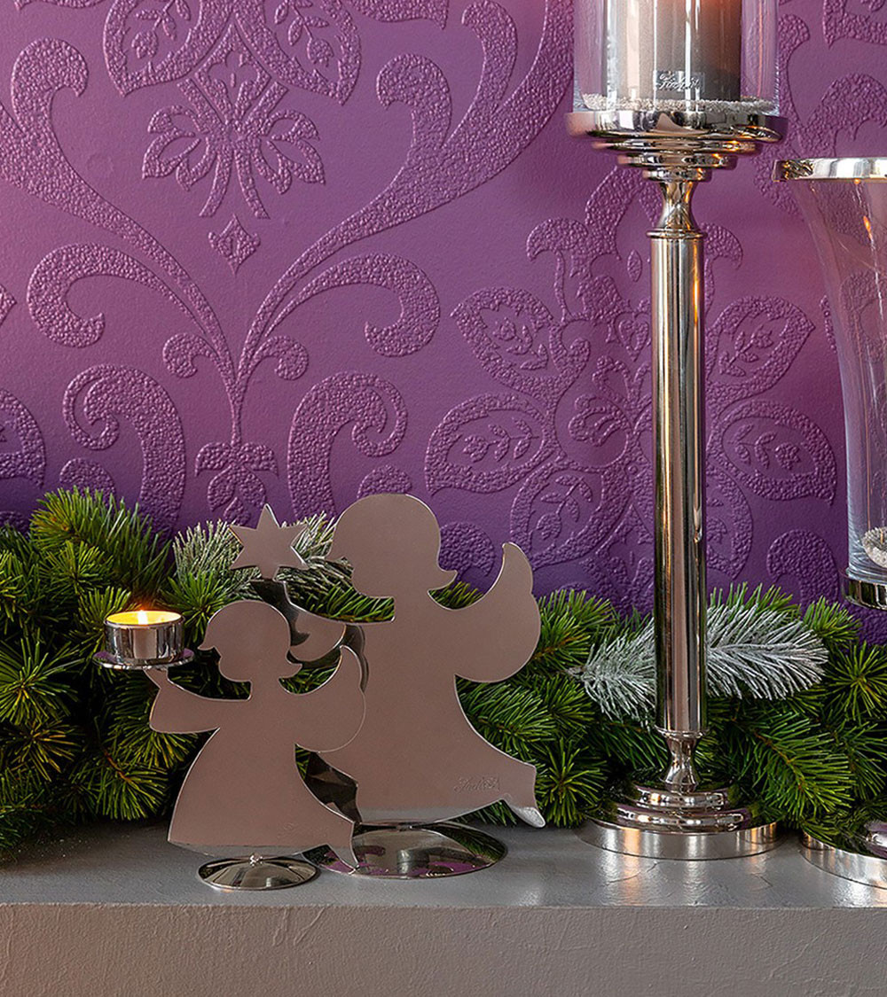 Bougeoir ange et porte bougie ange - 30 cm