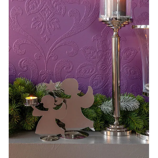 Bougeoir ange et porte bougie ange - 30 cm