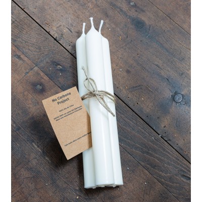Pack de 3 bougies cierges naturelles artisanales, en cire végétale de colza, avec étiquette, taille 20 cm
