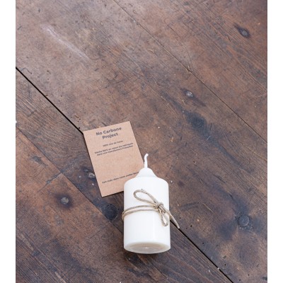 Bougie artisanale en cire de colza couchée avec fil et étiquette