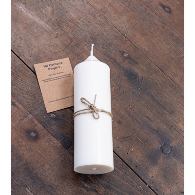 Bougie naturelle Ø 5 cm H 14 cm en cire de colza, couchée avec fil et étiquette visible