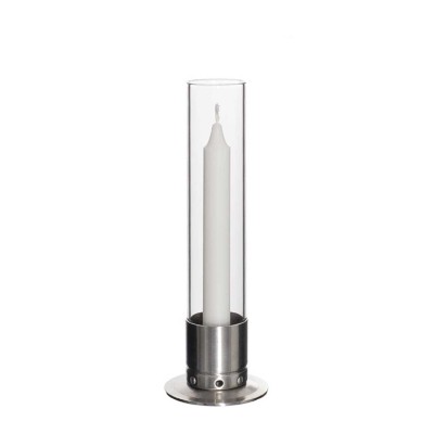 Photophore Kattvik Acier brossé + 3 bougies naturelles