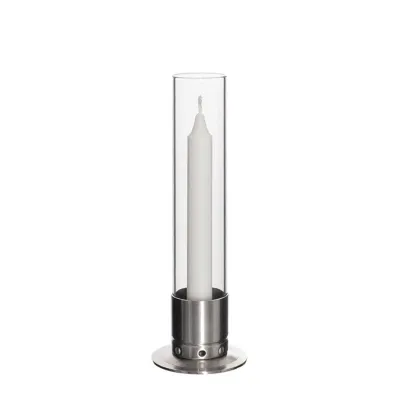 Photophore Kattvik Acier brossé + 3 bougies naturelles