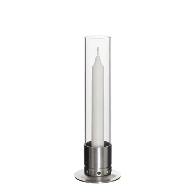 Photophore Kattvik Acier brossé + 3 bougies naturelles
