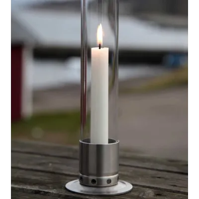 Photophore Kattvik Acier brossé + 3 bougies naturelles