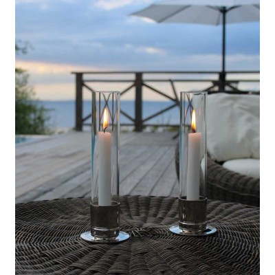 Photophore Kattvik Acier brossé + 3 bougies naturelles