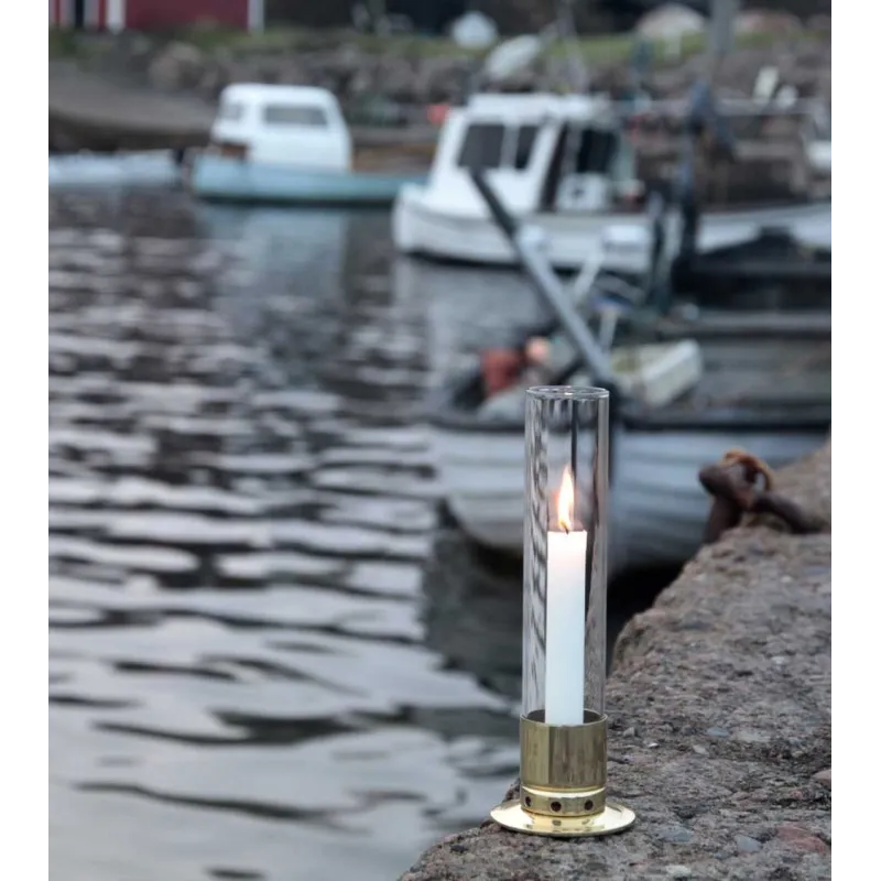 Photophore Kattvik laiton poli + 3 bougies naturelles