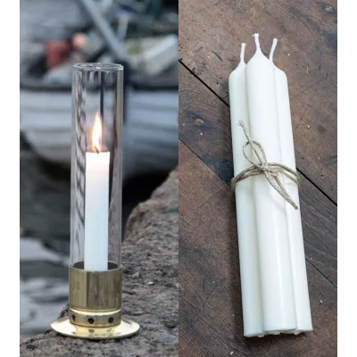 Photophore Kattvik laiton poli + 3 bougies naturelles