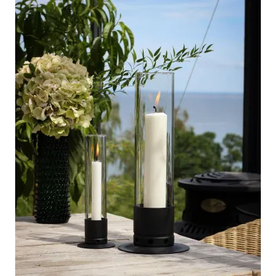 Photophore Kattvik® Noir Mat + 3 bougies naturelles