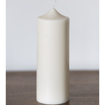 Bougie en cire de colza Ø 7 cm H 18,5 cm, fabrication artisanale sur table en bois