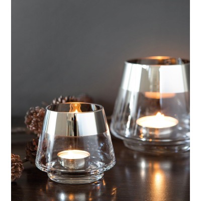 Photophore design JONA argenté petit format