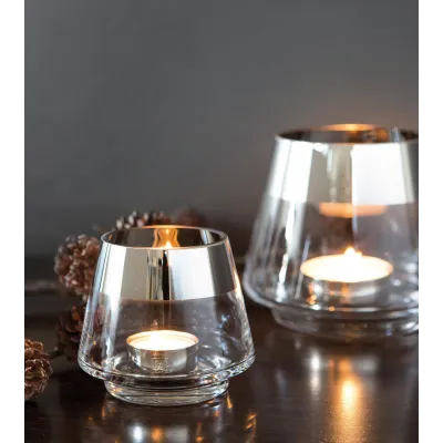 Photophore design JONA argenté petit format