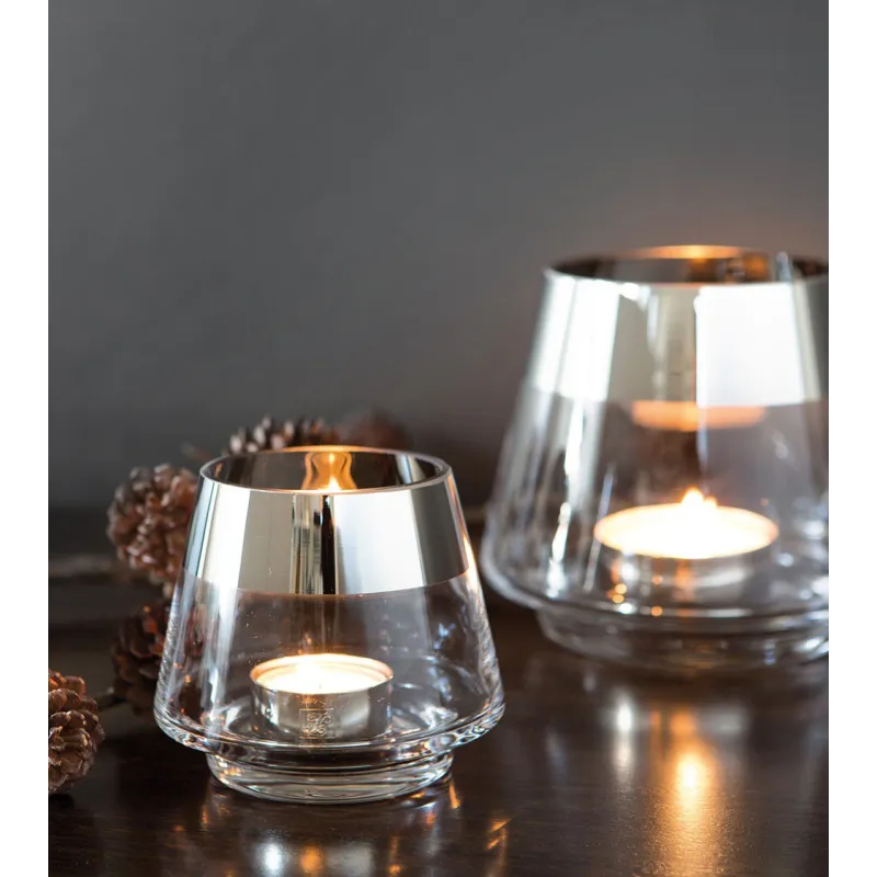 Photophore design JONA argenté petit format