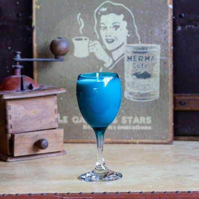Bougie parfumée Fleur d'Oranger - verre à vin upcyclé "Alnaïs" - 26h