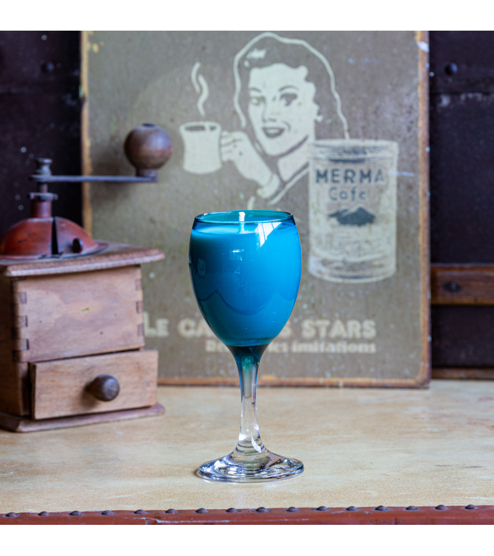 Bougie parfumée Fleur d'Oranger - verre à vin upcyclé "Alnaïs" - 26h