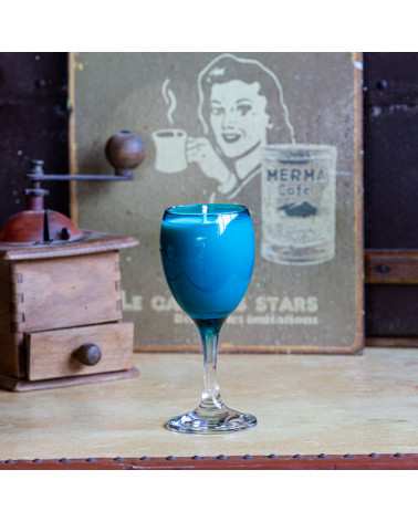 Bougie parfumée Fleur d'Oranger - verre à vin upcyclé "Alnaïs" - 26h