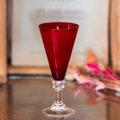 Bougie parfumée Fleur d'Oranger - Verre à vin en cristal upcyclé "Elnaïde" - 26h