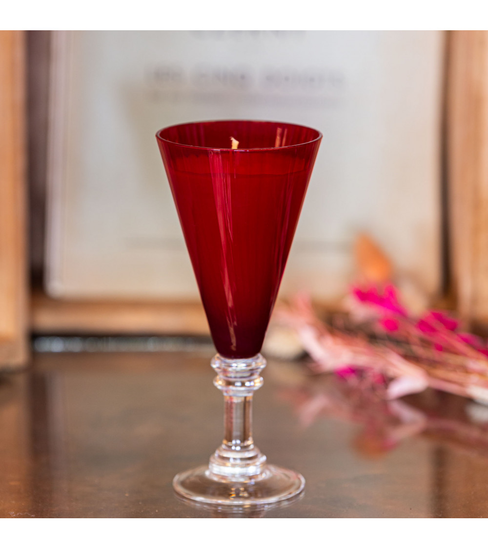 Bougie parfumée Fleur d'Oranger - Verre à vin en cristal upcyclé "Elnaïde" - 26h