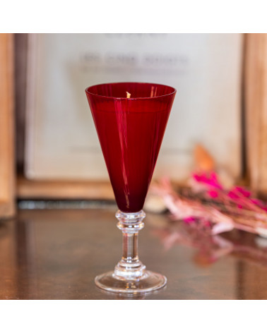 Bougie parfumée Fleur d'Oranger - Verre à vin en cristal upcyclé "Elnaïde" - 26h