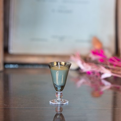 Bougie parfumée Fleur d'Oranger - verre à digestif upcyclé "Xéline" - 3h