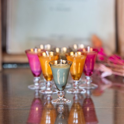 Bougie parfumée Fleur d'Oranger - verre à digestif upcyclé "Xéline" - 3h