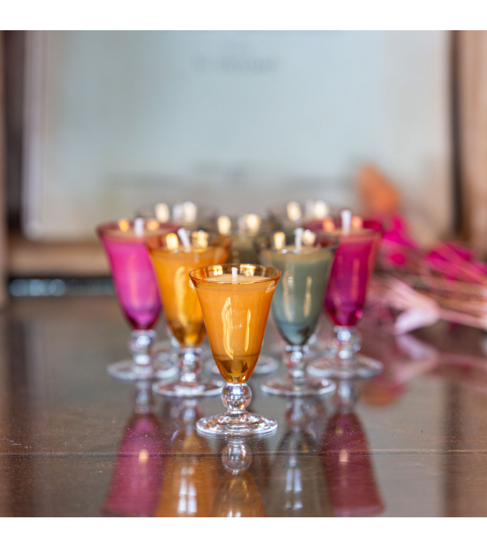 Bougie parfumée Fleur d'Oranger - verre à digestif upcyclé "Xéline" - 3h