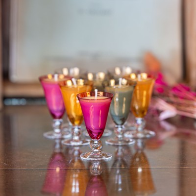 Bougie parfumée Fleur d'Oranger - verre à digestif upcyclé "Xéline" - 3h