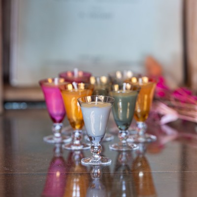 Bougie parfumée Fleur d'Oranger - verre à digestif upcyclé "Xéline" - 3h