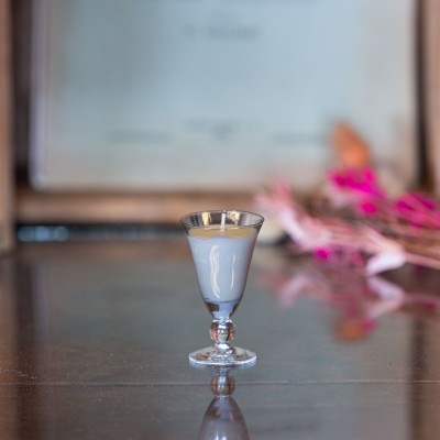 Bougie parfumée Fleur d'Oranger - verre à digestif upcyclé "Xéline" - 3h