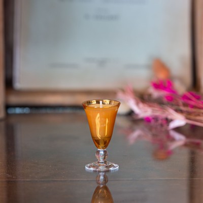 Bougie parfumée Fleur d'Oranger - verre à digestif upcyclé "Xéline" - 3h
