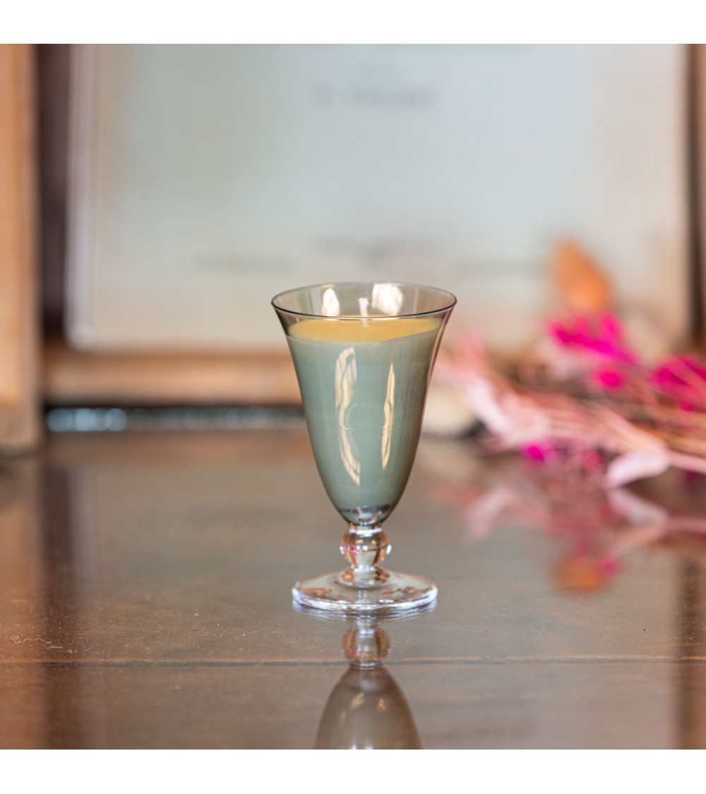 Bougie parfumée Fleur d'Oranger - grand verre à digestif upcyclé "Ulcinie" - 8h