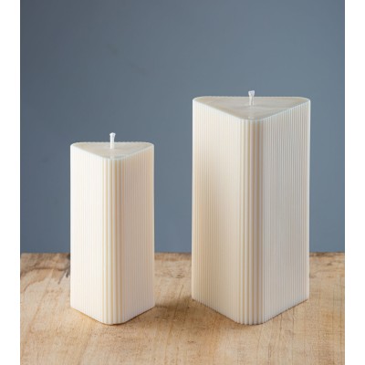Gamme de bougies artisanales Merline, bougies naturelles en cire de colza, petite et grande tailles, design triangulaire