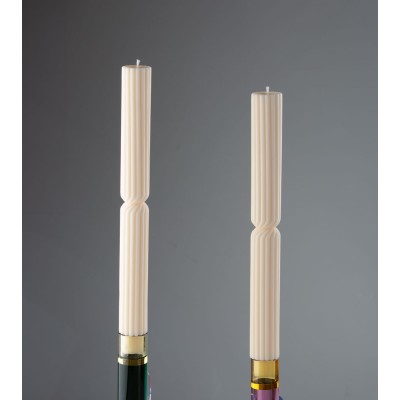 Bougies artisanales Ludine, bougies naturelles en cire végétale de colza, pack de 2, taille 28 cm de hauteur, vue de face