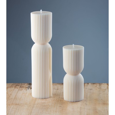 Gamme de bougies artisanales Marjolie, bougies naturelles en cire de colza, petites et grandes tailles, design colonne grecque