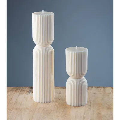 Gamme de bougies artisanales Marjolie, bougies naturelles en cire de colza, petites et grandes tailles, design colonne grecque