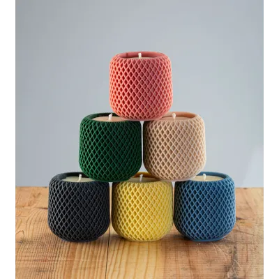 Gamme de bougies artisanales Garance, bougies naturelles en cire de colza, couleur terracotta