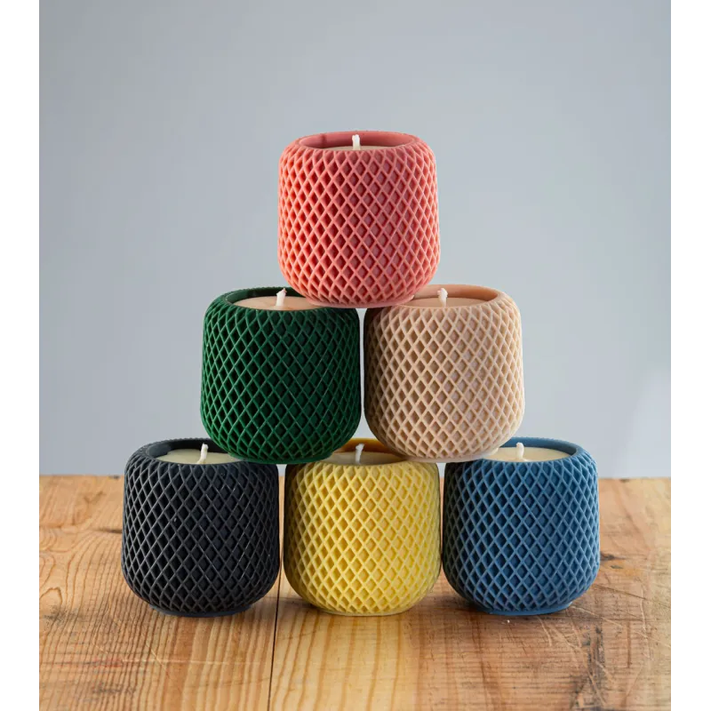 Gamme de bougies artisanales Garance, bougies naturelles en cire de colza, couleur terracotta