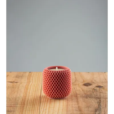 Bougie artisanale Garance, bougie naturelle en cire végétale de colza, couleur terracotta, vue de face
