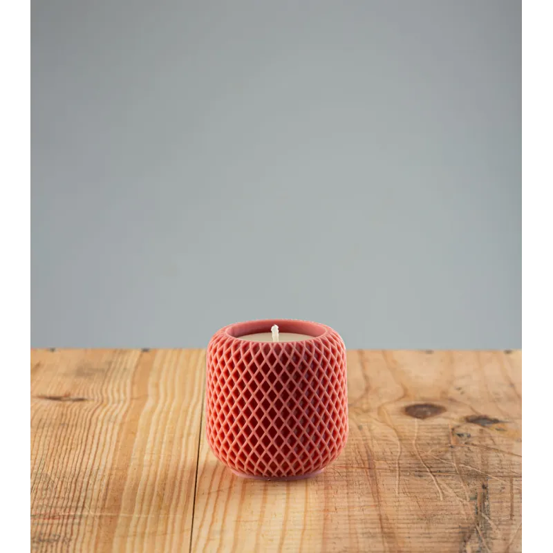 Bougie artisanale Garance, bougie naturelle en cire végétale de colza, couleur terracotta, vue de face